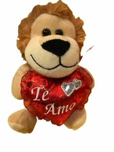 Red & Pink - Gabi Toy Te Amo Heart Plush 5" Lion Valentine Sweetheart - Picture 1 of 4