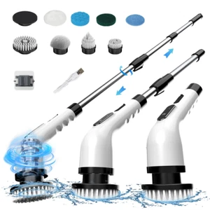 Electric Cleaning Brush Wireless Rotatable Spin Scrubber Cordless Bathroom 9 in  - Picture 1 of 6