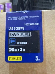 Everbilt Lag Screw 3/8 in x 3 in Hex Stainless Steel Silver Coarse Thread 20 Pak - Picture 1 of 2