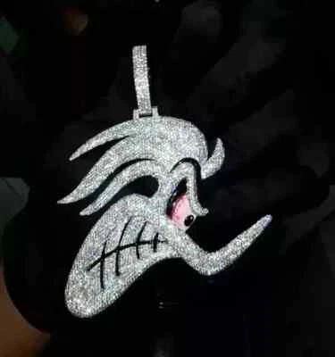 Colgante de moissanita real de 4,00 quilates de corte redondo personalizado para hombre enchapado en oro blanco de 14 k Foto 1 de 4