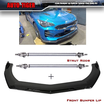 Kit de alerón divisor de parachoques delantero negro brillante para Kia Stinger Foto 1 de 4