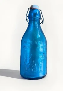 Vintage Thatchers Dairy Absolutely Pure Milk Blue Bottle Made In Italy 1965 - Picture 1 of 7