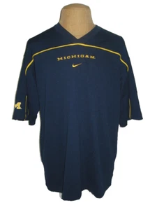 MICHIGAN UNIVERSITY WOLVERINES NIKE V NECK SHIRT MENS LARGE BLUE  - Picture 1 of 6