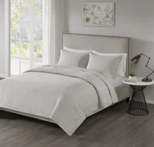 510 DESIGN Otto 3 Piece Coverlet Set Grey Full/Queen - Picture 1 of 1