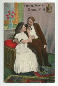 Postal Pasando el Tiempo en KEENE N.H. 1911 New Hampshire Saludos Humor NH - Imagen 1 de 2