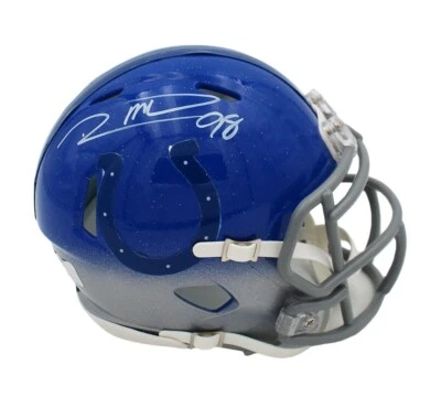 Robert Mathis Signed Indianapolis Colts Speed Custom Fade NFL Mini Helmet Foto 1 de 2