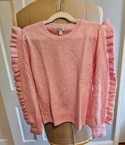 NWT Crewcuts Girls Heather Bouquet Ruffle Sleeve 100% Cashmere Sweater Size 10 - Picture 1 of 9