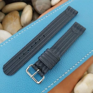 Vintage Navy Blue 1950s Gemex 15mm Ribbed Nylon Two Piece Unused Watch Band - Picture 1 of 5