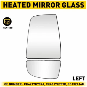 Mirror Glass Upper/Lower Driver Side Left LH for Ford Transit Van 150 250 350 HD - Foto 1 di 11