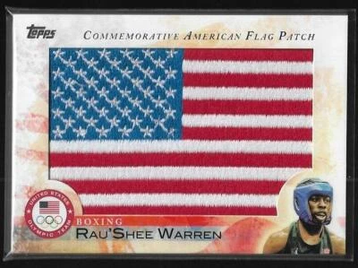 AWESOME 2012 TOPPS OLYMPIC RAU'SHEE WARREN FLAG PATCH CARD ~ USA BOXING - Image 1 of 2