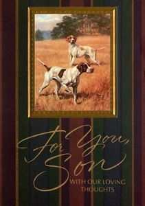 Tarjeta de cumpleaños amorosa PARA HIJO DE AMBOS, perros punteros ingleses de Gibson Greetings - Imagen 1 de 5