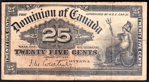 1900 Dominion of Canada 25c Shinplaster Note Courtney - Picture 1 of 2