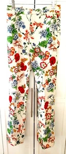 Pantalone Zara Off White Con Grafica Disegno Floreale Made In Marocco Taglia S - Foto 1 di 4