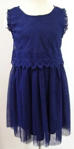 Girls Btween Navy Blue Lace Party Dress Size 10 - Picture 1 of 5