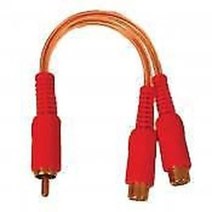 1 MALE TO 2 FEMALE OFC PHONO Y LEAD SPLITTER FOR RADIO STEREO HEADUNIT. NEW - Picture 1 of 1
