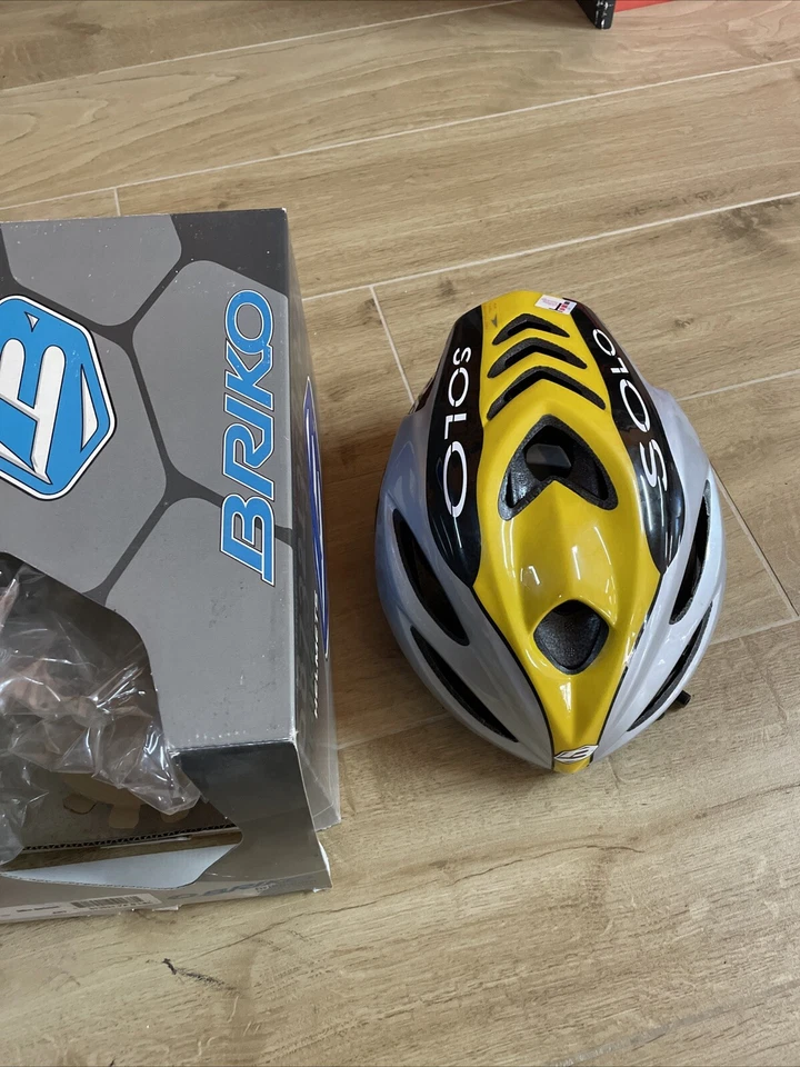 Bike Helmet Race-Mtb briko Only L-XL 58-60 Adjustable Yellow-Silver Foto 1 de 4