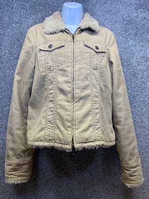 Chaqueta grande de pana de oveja tostada con cremallera completa ABERCROMBIE & FITCH para mujer Y2K Foto 1 de 4