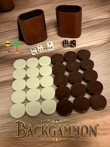 Backgammon Brown Shakers with Double Dice Replacements w/Checkers L👀k & Read - Picture 1 of 8