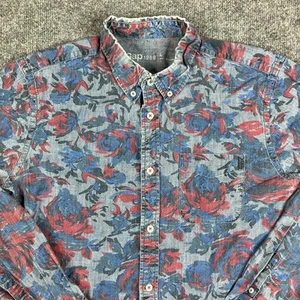 Gap 1969 Shirt Mens Size L Blue Red Floral Long Sleeve Casual Button Up Vintage - Picture 1 of 8