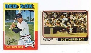 1974 & 1975 TOPPS BASEBALL (2) CARD LOT RED SOX CARLTON FISK "HOF" "FREE SHIP" - Picture 1 of 1