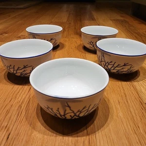 1 FITZ & FLOYD Everyday White COASTAL Blue Starfish Coral Shell Bowl 5 AVAILABLE - Picture 1 of 7