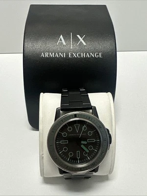Reloj Armani Exchange AX1858 acero inoxidable correa negra brilla en la oscuridad Foto 1 de 4