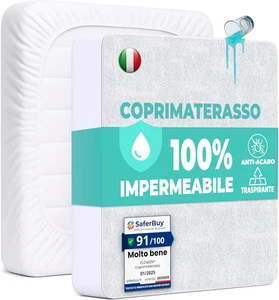 Coprimaterasso Matrimoniale Impermeabile 160X190 Cm Lenzuolo Con Angoli Bianco i - Imagen 1 de 9