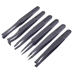 Repair Tool Tweezers Anti-Static Black Carbon Fiber Curved Tool High Grade - Picture 1 of 67
