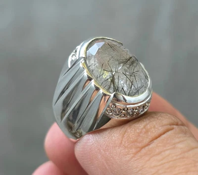 White Quartz Ring, Dure Najaf Ring For Men, 925 Sterling Silver Ring, Shia Ring Foto 1 de 4