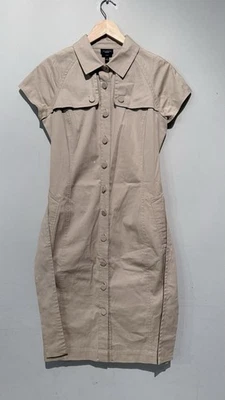 Camisa de Safari Talbots Caqui Vestido Elástico Algodón Oficina Mujeres 4 Ropa de Trabajo Informal Foto 1 de 4