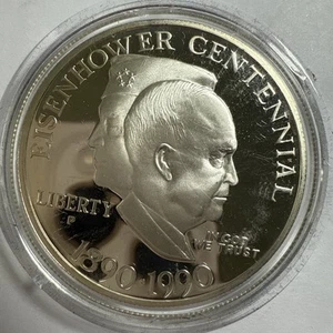 1990-P Proof Eisenhower Centennial Commemorative Silver Dollar #069 - Picture 1 of 7