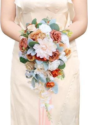 Жженый оранжевый терракотовый свадебный букет для свадеб и свадебного душа - Изображение 1 из 4