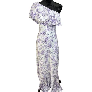 Amanda Uprichard Womens Size M Silk Sedona Maxi Dress Floral One Shoulder - Picture 1 of 10