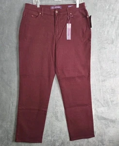 GLORIA VANDERBILT Amanda Jeans 14 Short Burgundy High Rise Tapered Leg - Picture 1 of 16