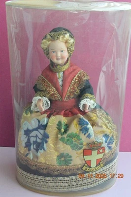 ANCIENNE POUPEE FOLKLORIQUE L IMPERIALE DOLL PETITCOLLIN REGION COMTE DE SAVOIE - Photo 1/4