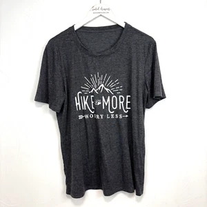Camiseta gris manga corta informal Hike More Worry Less senderismo viaje al aire libre - Imagen 1 de 5