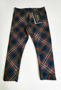 Polo Ralph Lauren Big Girls Patchwork Plaid Jersey Leggings Green Sz XL - NWT - Picture 1 of 2
