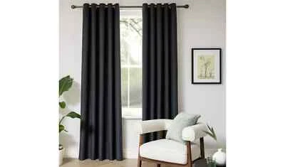 Home Essentials Plain Blackout Eyelet Curtains - Charcoal - 168x229cm (1305) - Image 1 of 4