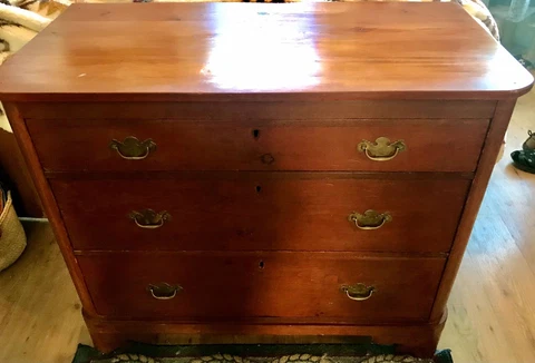 Antique 1840’s American Empire Style Pine Dresser 3 Drawer Chest Cover