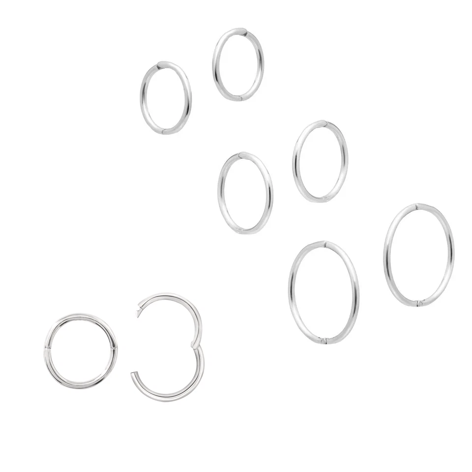 Sterling Silver 925 Solid hinged sleeper hoop earrings choose 6mm,8mm,10mm,12mm — 第 1/4 张图片