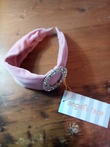 Angel's face  girl's pretty pink  headband with decorative silver brooch - BNWT