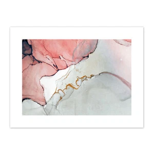 Abstrakte Farbe mit rosa grauem Druck Leinwand Premium Wanddeko Poster - Bild 1 von 5