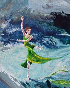 Vier Jahreszeiten #1 - Frühling, Original Acryl Abstrakt Ballerina Gemälde  - Bild 1 von 3