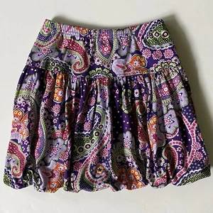 Hanna Andersson Skirt Size 130 8 Paisley Bubble 100% Cotton Purple Pink EUC - Picture 1 of 13