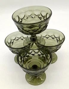 Juego De 4 Platos De Sherbet Pedestal Verde Ahumado Perspectiva Noritake De Colección - Imagen 1 de 6