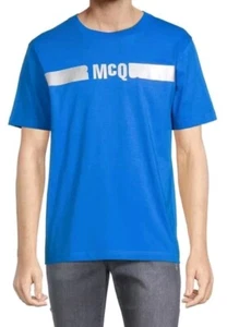 Mcq Alexander McQueen Metallic Foil Logo Print T Shirt Blue Size XL - Picture 1 of 7