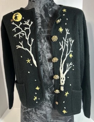 Tally Ho Halloween Cardigan Women Small Knit Long Sleeve Casual Sweater - Image 1 of 3