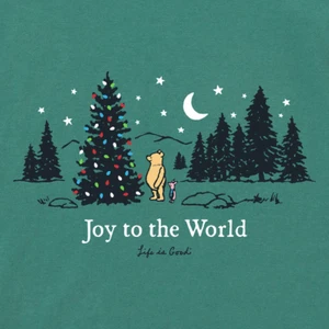 Neu mit Etikett Life is Good Winnie Pooh Joy To The World Damen Weihnachten grün LS Crusher - Bild 1 von 3