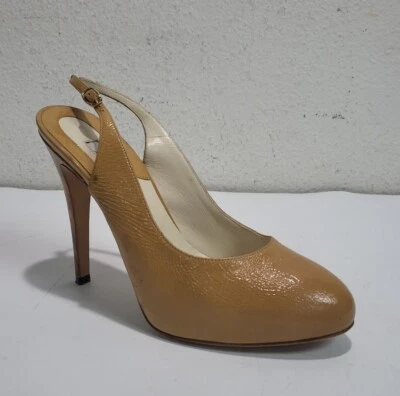 BRIAN ATWOOD ~ 芥末漆皮和木跟露跟高跟鞋 ~ EU 38.5 码 — 第 1/4 张图片