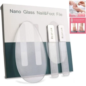 Glass Nail File Nano Foot File Crystal Nail File & Buffer Tool Acrylic Nail 3pcs - Picture 1 of 9